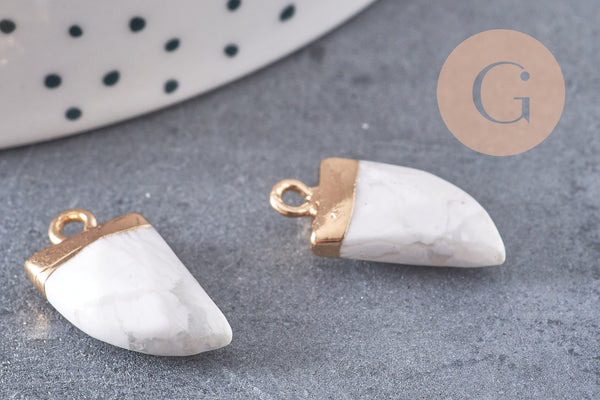 Pendentif corne howlite blanche, pendentif bijoux,howlite naturelle, pendentif howlite,21mm x1 (G2016)