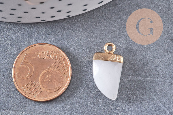 Pendentif corne jade blanc,pendentif bijoux, jade naturel,jade blanc,pendentif jade,21mm, x1 (G0834)