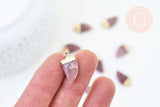 Pendentif corne quartz fraise transparent, pendentif bijoux, quartz fraise naturel,20mm, x1 (G5507)
