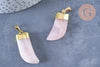 Pendentif corne quartz rose 37mm,pendentif bijoux, pendentif quartz rose naturel, pendentif pierre, x1 (G6659)