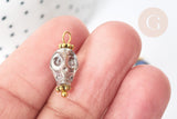 Pendentif crâne squelette or en verre multicolore zamac et laiton doré 16~17,5mm, perle en verre création bijoux, x1 (G9090)