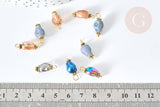 Pendentif crâne squelette or en verre multicolore zamac et laiton doré 16~17,5mm, perle en verre création bijoux, x1 (G9090)