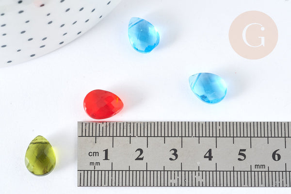 Pendentif cristal goutte à facettes multicolore 11,5mm, création bijoux cristal, X10 (G7293)
