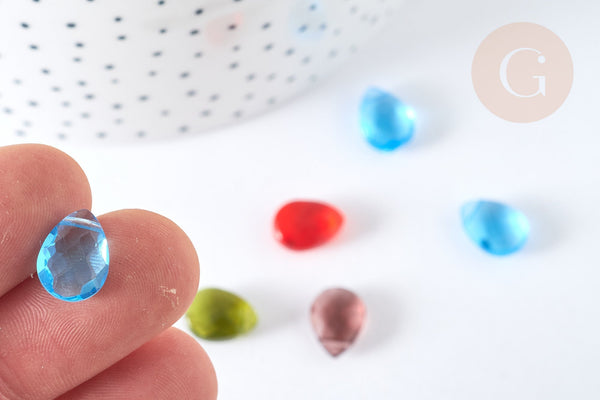 Pendentif cristal goutte à facettes multicolore 11,5mm, création bijoux cristal, X10 (G7293)