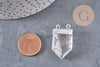 Pendentif cristal hexagone argenté,pendentif bijoux,pendentif pierre,quartz transparent ,28mm x1 (G3278)