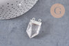 Pendentif cristal hexagone argenté,pendentif bijoux,pendentif pierre,quartz transparent ,28mm x1 (G3278)