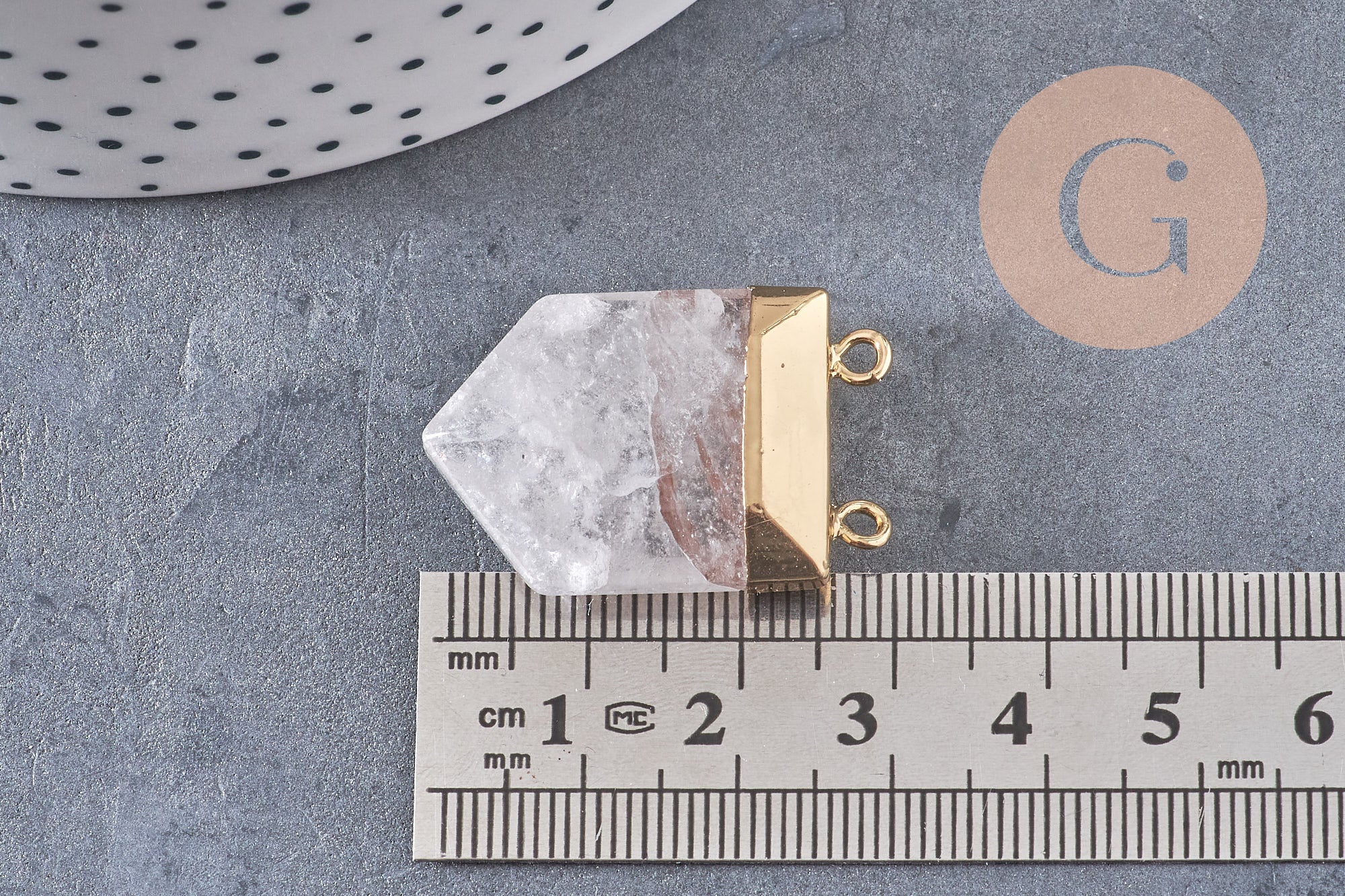 Pendentif cristal hexagone, pendentif bijoux,pendentif pierre,quartz transparent naturel,28mm x1 (G2485)