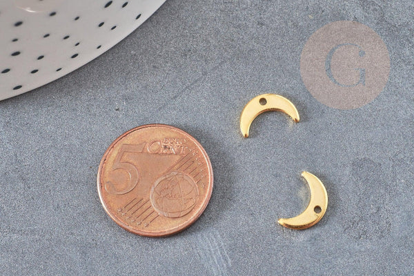 Pendentif croissant de lune acier 304 inoxydable doré 11mm,x10 (G6154)