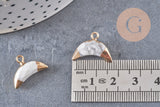 Pendentif croissant lune howlite naturelle doré 18mm, pendentif bijoux pierre naturelle x1 (G1206)