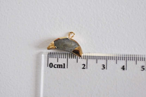 Pendentif croissant lune labradorite or,pendentif bijoux,lune labradorite naturelle,18mm, x1 (G0519)