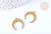 Pendentif croissant lune laiton brut,perle lune,fourniture dorée, Pendentif lune laiton, x2 (G1838)