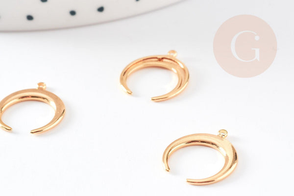 Pendentif croissant lune laiton doré 18k,perle lune,fourniture dorée,Pendentif lune doré,laiton doré,16mm, x1 G3704