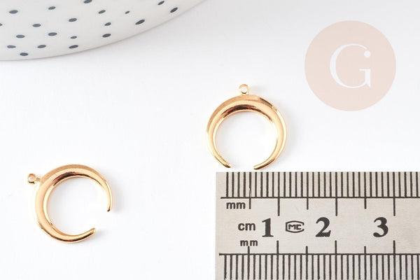 Pendentif croissant lune laiton doré 18k,perle lune,fourniture dorée,Pendentif lune doré,laiton doré,16mm, x1 G3704