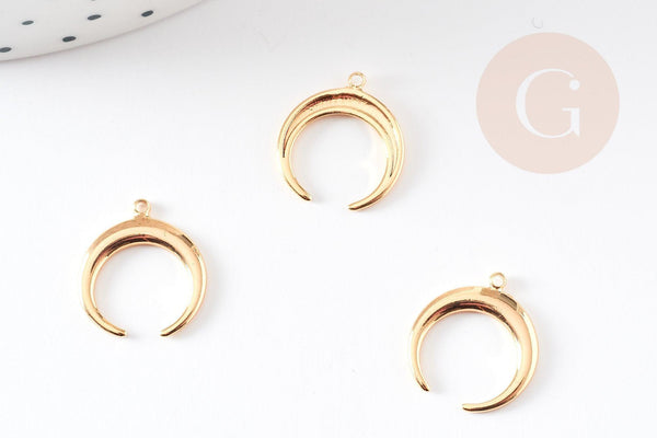 Pendentif croissant lune laiton doré 18k,perle lune,fourniture dorée,Pendentif lune doré,laiton doré,16mm, x1 G3704