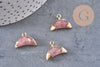 Pendentif croissant lune quartz fraise doré,lune quartz,pendentif pierre,quartz fraise naturel,18mm x1 (G0829)