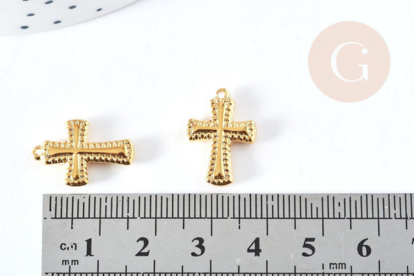 Pendentif croix acier 304 doré inoxydable 18mm, x1 (G8714)