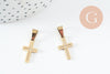 Pendentif croix acier 304 doré inoxydable IP 18mm, x1 G9861