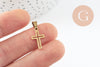 Pendentif croix acier 304 doré inoxydable IP 18mm, x1 G9861