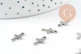 Pendentif croix acier 304 inoxydable doré 12mm, x10 (G9827)