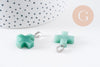 Pendentif croix aventurine verte naturelle acier inoxydable platine 24mm, x1 (G10070)
