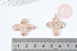 Pendentif croix gravé zamac doré or rose 24mm, création bijoux baroque pendentif religion, x1 (G8561)