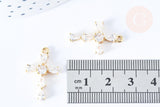 Pendentif croix laiton doré 18k zircons blancs transparents 24mm, création bijoux porte bonheur en zircon, x1 (G6988)