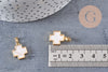 Pendentif croix laiton or blanc nacre 18K 15mm, x1 (G5985)