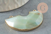 Pendentif demi-cercle amazonite fer doré 41mm, pendentif pierre amazonite naturelle, x1 G0585