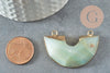 Pendentif demi-cercle amazonite fer doré 41mm, pendentif pierre amazonite naturelle, x1 G0585