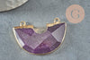 Pendentif demi-cercle améthyste fer doré 41mm,pendentif bijoux,lune améthyste,pendentif pierre améthyste naturelle, x1 G2331