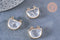Pendentif demi-cercle en cristal de roche facetté laiton doré 18mm, x1 (G6865)