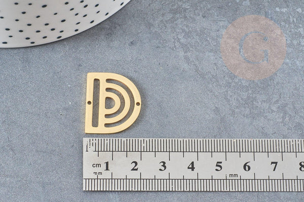 Pendentif demi-cercle géométrique acier 201 inoxydable doré 18K 23.5mm, breloque acier inoxydable doré sans nickel, x1 G4598