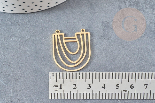 Pendentif demi-cercle géométrique acier 201 inoxydable doré 18K 23.5mm,création bijoux sans nickel, x1 G6125