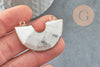 Pendentif demi-cercle howlite naturel fer doré 41mm,pendentif bijoux pierrenaturelle, création bijoux, x1 G1388