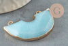 Pendentif demi-cercle jade bleu fer doré 41mm, pendentif bijou pierre naturelle, x1 G2308