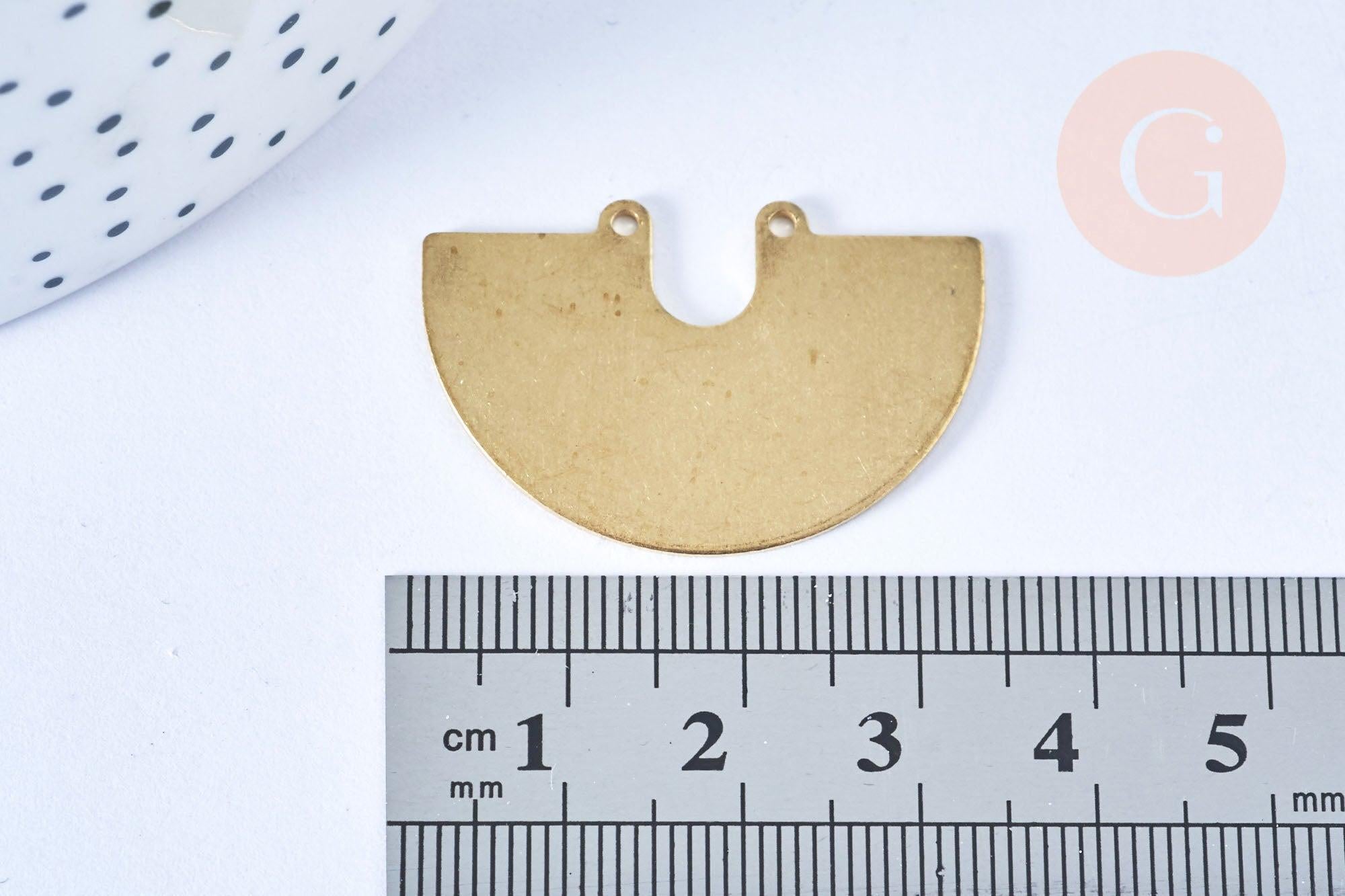 Pendentif demi-cercle laiton brut 33x22mm, x1 (G6529)