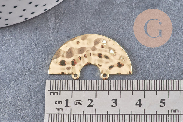 Pendentif demi-cercle texturé laiton doré 18K 20mm, un pendentif doré pour création bijoux, x1 (G6261)