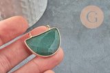 Pendentif demi-lune aventurine naturelle laiton doré 32mm,creation bijou pierre naturelle, x1 G0762