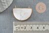 Pendentif demi-lune howlite naturelle laiton doré 32mm, x1 (G0782)