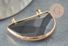 Pendentif demi-lune jade naturel noir teinté laiton doré32mm,création bijoux pierre naturelle, x1 G5887