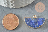 Pendentif demi-lune lapis lazuli naturel fer doré 27mm, x1 (G3941)