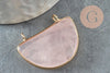 Pendentif demi-lune quartz rose naturel laiton doré 32mm,création bijoux litothérapie, x1 G0740