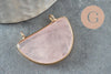Pendentif demi-lune quartz rose naturel laiton doré 32mm,création bijoux litothérapie, x1 G0740