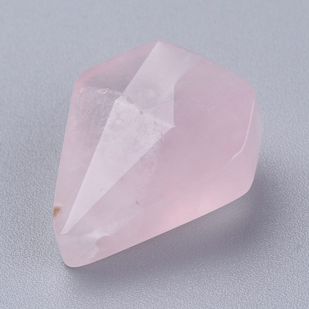 Pendentif diamant quartz rose naturel 21mm, x1 (G6277)
