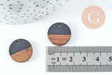 Pendentif disque bois résine noire 18mm, x5 (G2947)