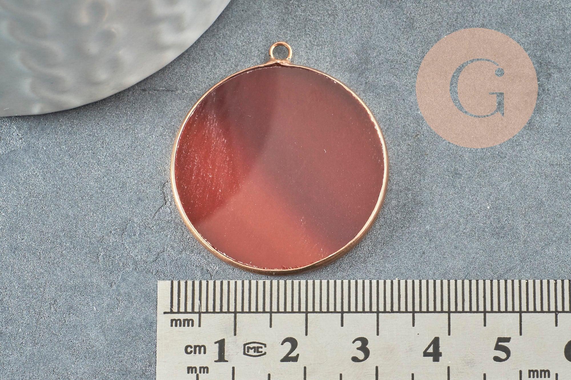 Pendentif rond cornaline,Pendentif bijoux,pendentif pierre, pierre naturelle,32mm, x1 G5155