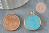 Pendentif disque jade naturel bleu 26mm, x1 (G1509)