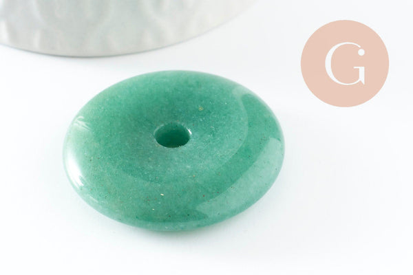 Pendentif donut aventurine verte naturelle 40mm, x1 (G4326)
