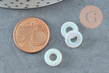 Pendentif donut disque verre blanc irisé 10x3mm,x10 (G6380)