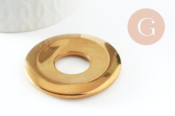 Pendentif donut hématite dorée non magnétique ,création bijoux pierre, x1 (G3680)